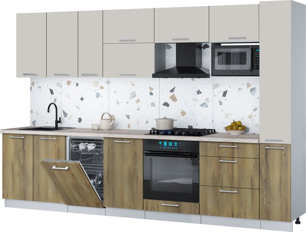 Кухонный гарнитур Интерлиния Мила Gloss 3.2-ПМ4 - фото