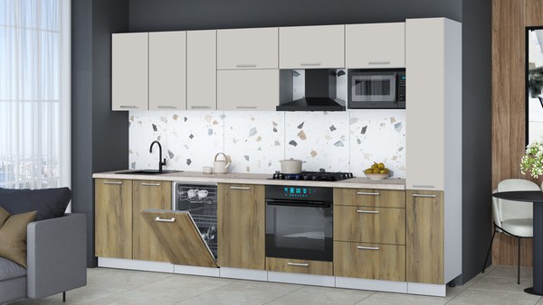 Кухонный гарнитур Интерлиния Мила Gloss 3.2-ПМ4