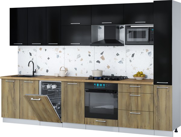 Кухонный гарнитур Интерлиния Мила Gloss 3.2-ПМ4 - фото