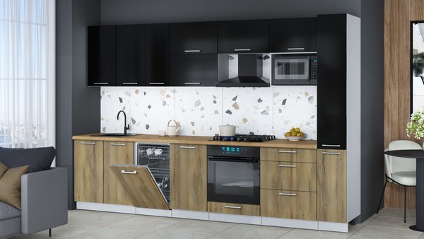 Кухонный гарнитур Интерлиния Мила Gloss 3.2-ПМ4