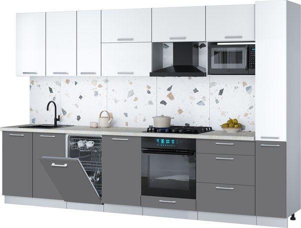Кухонный гарнитур Интерлиния Мила Gloss 3.2-ПМ4 - фото