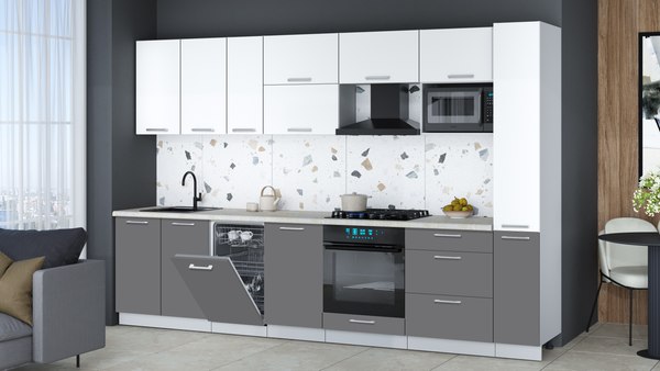 Кухонный гарнитур Интерлиния Мила Gloss 3.2-ПМ4