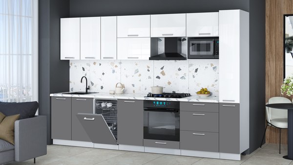 Кухонный гарнитур Интерлиния Мила Gloss 3.2-ПМ4