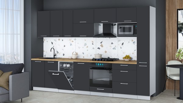 Кухонный гарнитур Интерлиния Мила Gloss 3.2-ПМ4