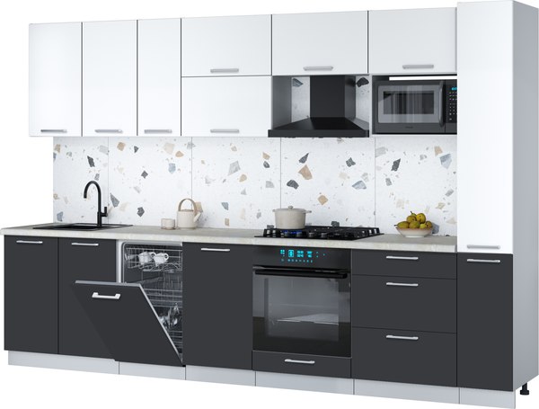 Кухонный гарнитур Интерлиния Мила Gloss 3.2-ПМ4 - фото