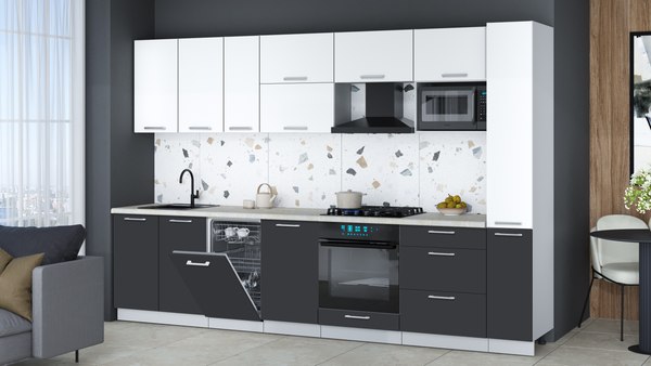 Кухонный гарнитур Интерлиния Мила Gloss 3.2-ПМ4