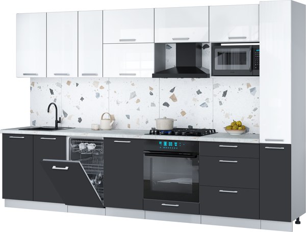 Кухонный гарнитур Интерлиния Мила Gloss 3.2-ПМ4 - фото