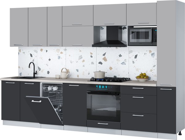 Кухонный гарнитур Интерлиния Мила Gloss 3.2-ПМ4 - фото
