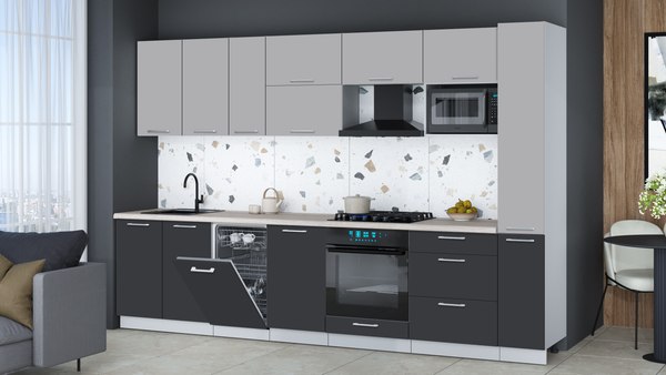 Кухонный гарнитур Интерлиния Мила Gloss 3.2-ПМ4