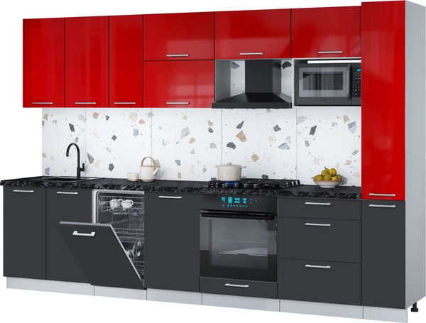 Кухонный гарнитур Интерлиния Мила Gloss 3.2-ПМ4 - фото