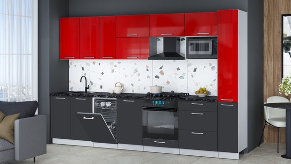 Кухонный гарнитур Интерлиния Мила Gloss 3.2-ПМ4