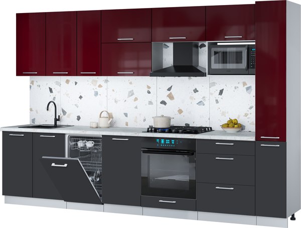 Кухонный гарнитур Интерлиния Мила Gloss 3.2-ПМ4 - фото