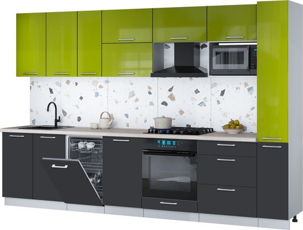 Кухонный гарнитур Интерлиния Мила Gloss 3.2-ПМ4 - фото