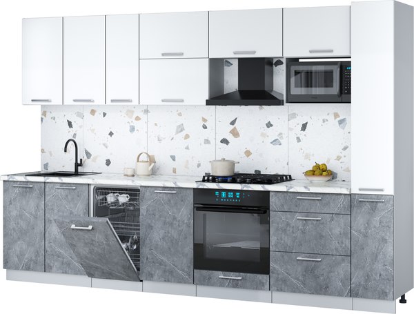 Кухонный гарнитур Интерлиния Мила Gloss 3.2-ПМ4 - фото