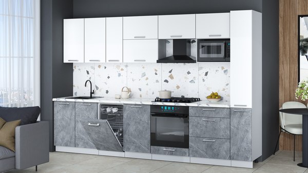 Кухонный гарнитур Интерлиния Мила Gloss 3.2-ПМ4