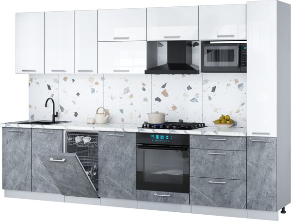 Кухонный гарнитур Интерлиния Мила Gloss 3.2-ПМ4 - фото