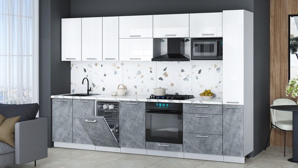 Кухонный гарнитур Интерлиния Мила Gloss 3.2-ПМ4