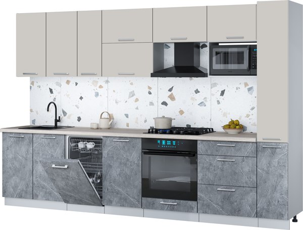 Кухонный гарнитур Интерлиния Мила Gloss 3.2-ПМ4 - фото