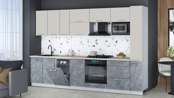 Кухонный гарнитур Интерлиния Мила Gloss 3.2-ПМ4