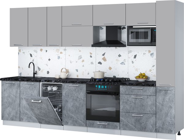 Кухонный гарнитур Интерлиния Мила Gloss 3.2-ПМ4 - фото