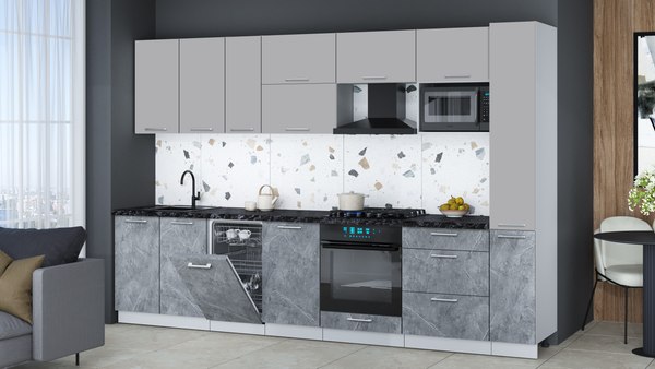 Кухонный гарнитур Интерлиния Мила Gloss 3.2-ПМ4