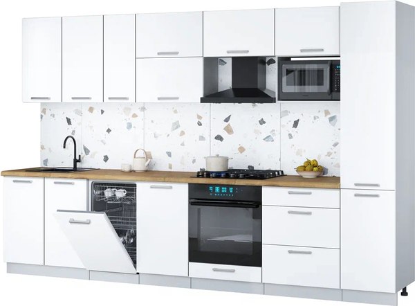 Кухонный гарнитур Интерлиния Мила Gloss 3.3-ПМ4 - фото