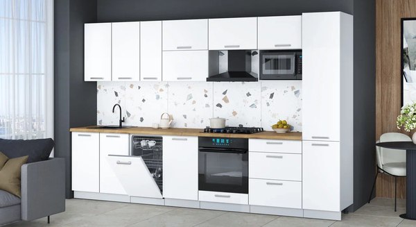 Кухонный гарнитур Интерлиния Мила Gloss 3.3-ПМ4