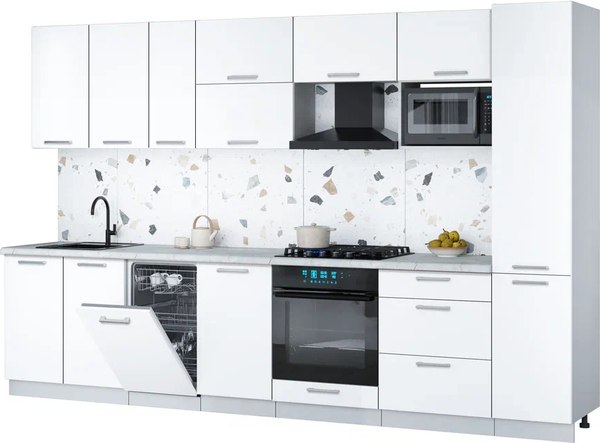 Кухонный гарнитур Интерлиния Мила Gloss 3.3-ПМ4 - фото