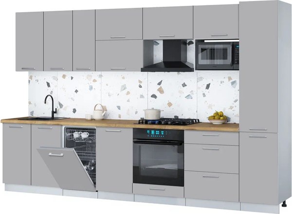 Кухонный гарнитур Интерлиния Мила Gloss 3.3-ПМ4 - фото