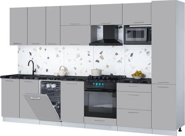 Кухонный гарнитур Интерлиния Мила Gloss 3.3-ПМ4 - фото