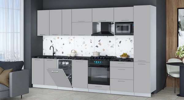 Кухонный гарнитур Интерлиния Мила Gloss 3.3-ПМ4