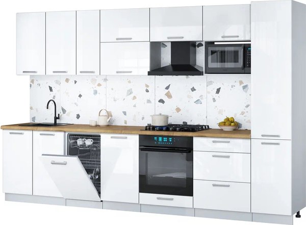 Кухонный гарнитур Интерлиния Мила Gloss 3.3-ПМ4 - фото