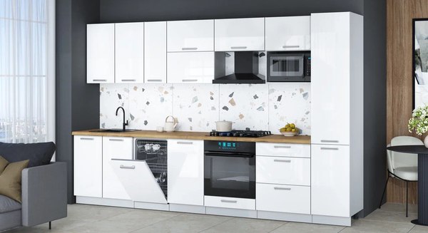 Кухонный гарнитур Интерлиния Мила Gloss 3.3-ПМ4