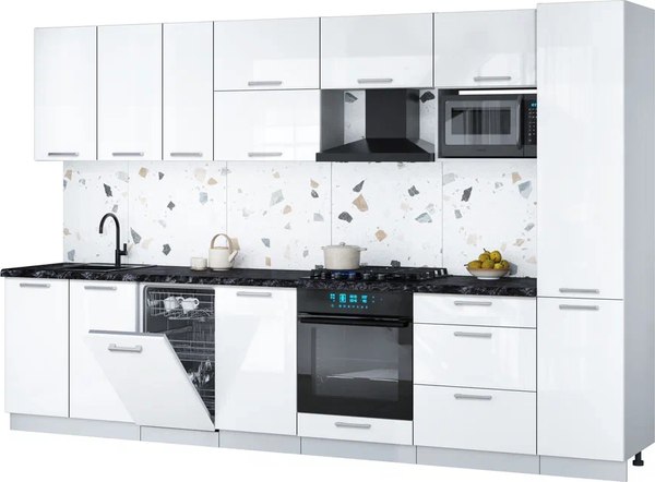 Кухонный гарнитур Интерлиния Мила Gloss 3.3-ПМ4 - фото