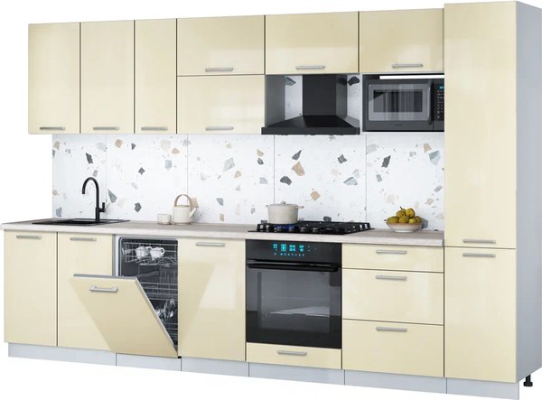 Кухонный гарнитур Интерлиния Мила Gloss 3.3-ПМ4 - фото