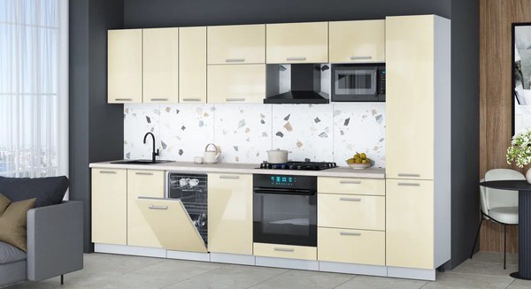 Кухонный гарнитур Интерлиния Мила Gloss 3.3-ПМ4