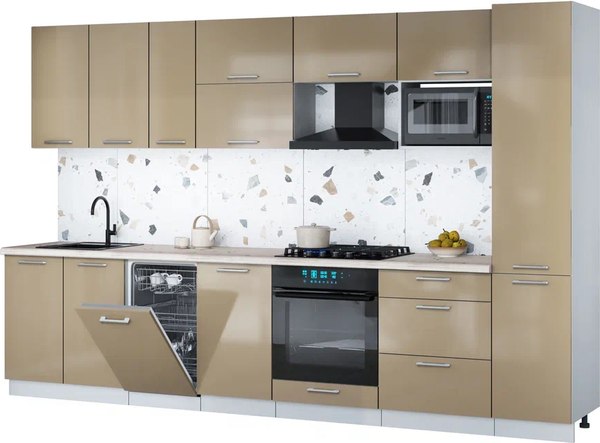 Кухонный гарнитур Интерлиния Мила Gloss 3.3-ПМ4 - фото