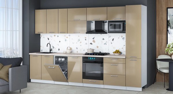 Кухонный гарнитур Интерлиния Мила Gloss 3.3-ПМ4