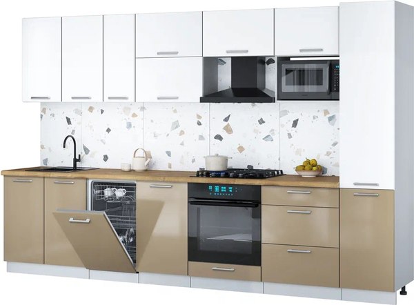 Кухонный гарнитур Интерлиния Мила Gloss 3.3-ПМ4 - фото