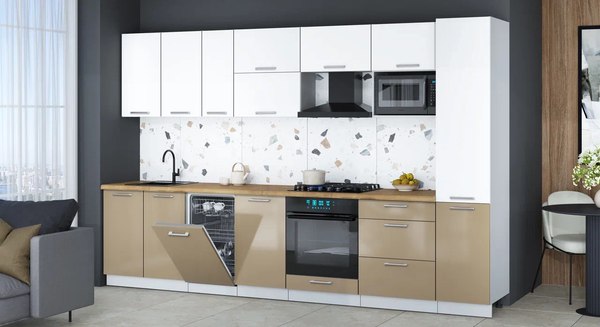 Кухонный гарнитур Интерлиния Мила Gloss 3.3-ПМ4