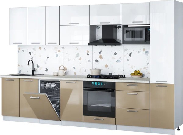 Кухонный гарнитур Интерлиния Мила Gloss 3.3-ПМ4 - фото