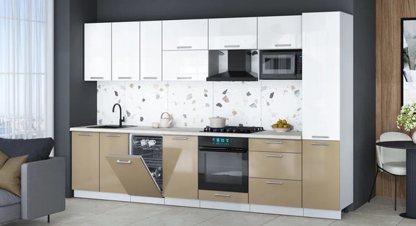 Кухонный гарнитур Интерлиния Мила Gloss 3.3-ПМ4