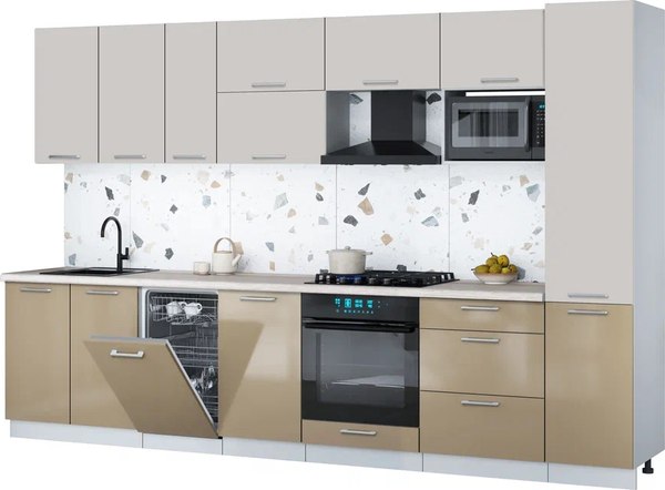 Кухонный гарнитур Интерлиния Мила Gloss 3.3-ПМ4 - фото