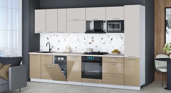 Кухонный гарнитур Интерлиния Мила Gloss 3.3-ПМ4