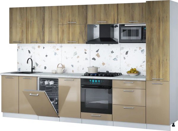 Кухонный гарнитур Интерлиния Мила Gloss 3.3-ПМ4 - фото