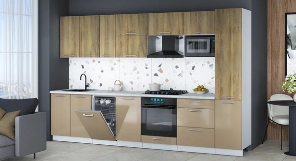 Кухонный гарнитур Интерлиния Мила Gloss 3.3-ПМ4