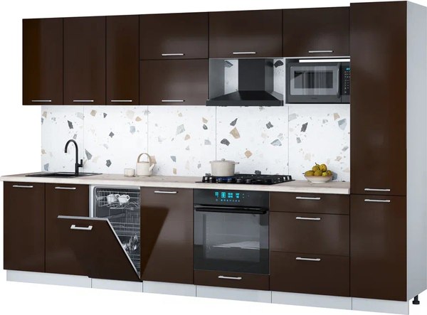 Кухонный гарнитур Интерлиния Мила Gloss 3.3-ПМ4 - фото