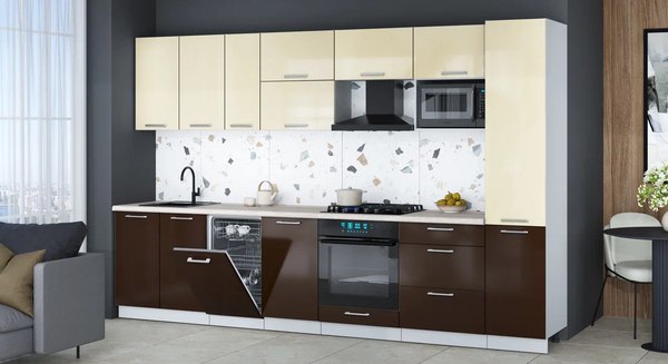 Кухонный гарнитур Интерлиния Мила Gloss 3.3-ПМ4