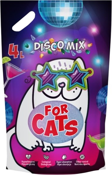 Наполнитель для туалета For Cats Disco Mix силикагелевый с ароматом голубого лотоса / TUZ920 - фото