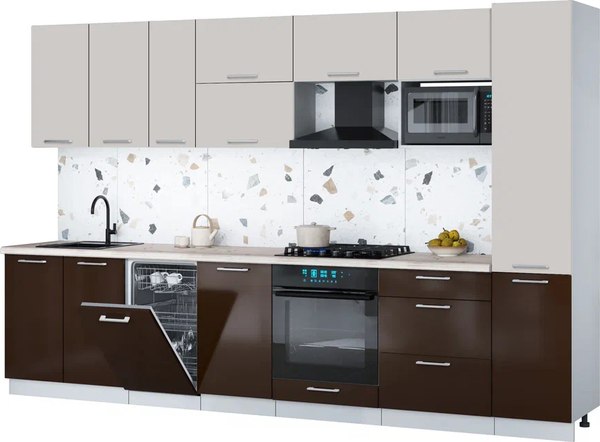 Кухонный гарнитур Интерлиния Мила Gloss 3.3-ПМ4 - фото